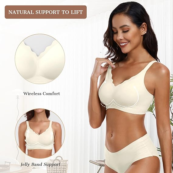 Scalloped Wireless Push Up Bras